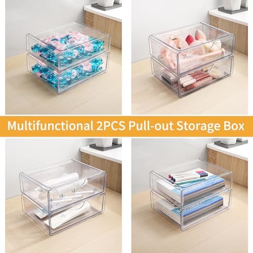 3Pcs Extra Large Laundry Room Organization and Storage, Stackable Storage Drawers, Trash Bag Holder Under Sink, Garbage Bag Dispenser Roll Holder for Vanity, Bathroom,Cabinet,Desk Organization - Image 5