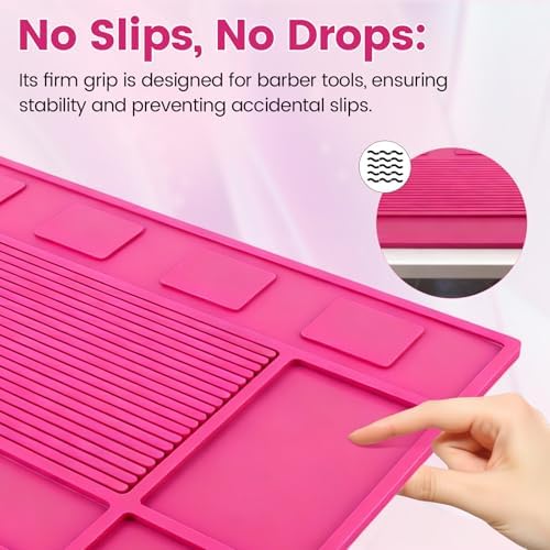 Magnetic Barber Mat for Clippers, Station Organizer with 4 Magnets - Image 5