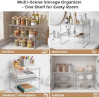 Kitchen Cabinet Organizer Shelf, 2-Pack Clear Stackable Shelf Risers - Image 6