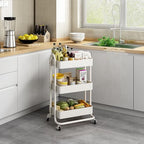 MIOCASA 3-Tier Metal Utility Rolling Cart, Heavy Duty Multifunction Cart with Lockable Casters, Easy to Assemble, Suitable for Office, Bathroom, Kitchen, Garden - Image 5