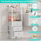 HapiRm Rolling Makeup Cart Organizer - Floor Skincare Make Up Storage with 3 Non-woven Fabric Drawers, Vanity Organizer Cosmetic Display Cases Holder for Skin Care Perfume Nail Polish Brush Hair Tool - Image 6