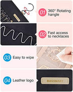 BAGSMART Hanging Jewelry Organizer Necklace/Earring/Ring 2-Sided XL Black - Image 4