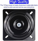 12 Inch Lazy Susans Turntable Bearings Swivel Zinc Plate, Black Square Lazy Susan Hardware, Heavy Duty Lazy Susan Replacement Parts for Table, Chair, Round Bar Stools(1 Pack) - Image 4