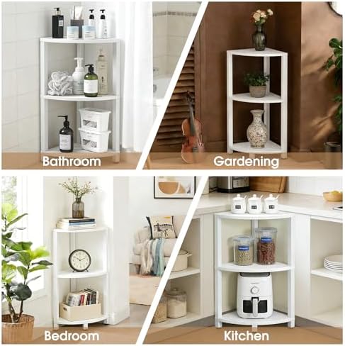 HDPS 3 Tier Floor Standing Corner Shower Caddy Organizer Shelf, Detachable Stool & Foot Rest,Waterproof & Durable Bathroom Shelves Stand Rack with Anti-Slip Feet, Space-Saving Design Storage - Image 6