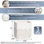 NaturalCozy Storage Cubes 11 Inch Cotton Rope Woven Baskets for Organizing, 3-Pack | Cube Storage Bin | Square Storage Baskets for Shelves Organizer, Classroom, Kids Toy Bins, Closet, Baby Nursery - Image 2