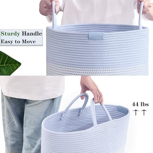 Blue Hamper Tall Woven Laundry Basket 80L Large - Image 5