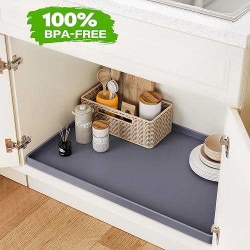 FLATO Waterproof Under Sink Mat, 34" x 19", Beige - Image 4