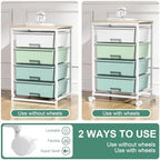 SYKIARIOL Rolling Cart with Drawers, 4-Drawer Utility Cart, Green - Image 6