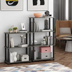 Furinno TURN-S-TUBE Storage Shelves Set of 2, 3-Tier Book Shelf, Corner Shelf, Toolless Open Shelves, Square Tubes, for Organization and Storage, Living Room, Garage, Home Office, French Oak - Image 2