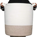 MINTWOOD Design 83L Extra Large 20x18 Inches Decorative Woven Cotton Rope Basket, Tall Laundry Basket Hamper, Blanket Basket for Living Room, Round Storage Baskets for Pillows, Towels, Light Brown by MINTWOODDesign