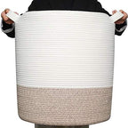 MINTWOOD Design 83L Extra Large 20x18 Inches Decorative Woven Cotton Rope Basket, Tall Laundry Basket Hamper, Blanket Basket for Living Room, Round Storage Baskets for Pillows, Towels, Light Brown by MINTWOODDesign