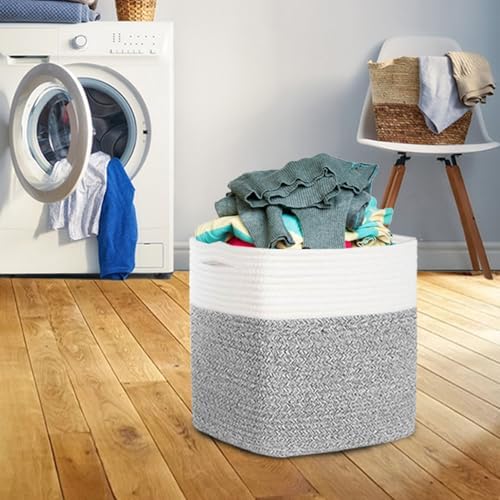 COMFY-HOMI 3PACK Cotton Rope Square Basket with Handles for Shelves|Dog Toy Bin and Storage|Baby Gift|Shoe Organizer|New 11" x 11" x 11" for Living Room - Image 2