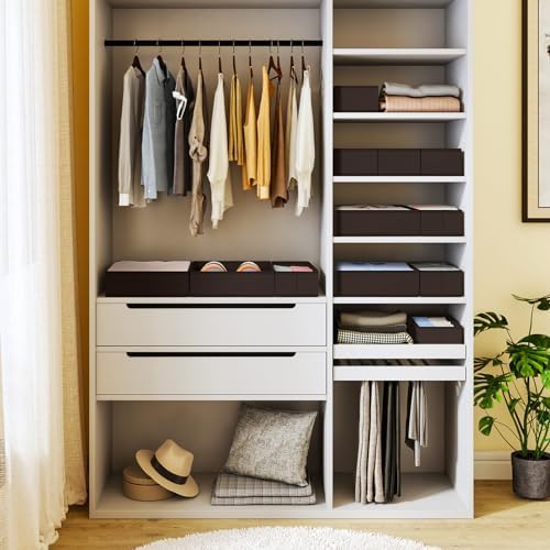 DIMJ Drawer Organizer Clothes, 12 Pack Underwear Organizer, Foldable Closet Organizers, Sock Organizer Bra Organizer, Fabric Dresser Organizer for Clothes, Bra, Socks, Tie (Brown) - Image 5