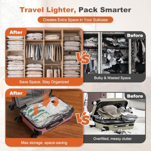 Rechargeable Wireless Pump Travel Vacuum Bags, 18 Pack Portable Storage Bags for Travel and Home, Compression Packing Seal for Clothing, Clothes, Blankets, Luggage, Suitcase (18) - Image 3