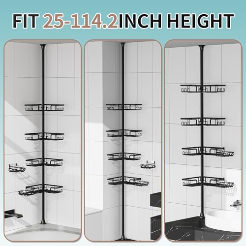 KEGII Corner Shower Caddy Tension Pole, Stainless Steel Shower Organizer - Image 7