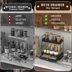 Coffee Bar Station Organizer with Drawer, 2-Tier Countertop Shelf (Black) - Image 3
