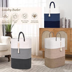 Woven Laundry Basket for Clothes,100 L Large Rectangle Laundry Hampers with Beads Tassel, Nursery Storage Basket for Toys, Tall Dirty Clothes Hamper for Bedroom Aesthetic, Laundry Room Organization - Image 4