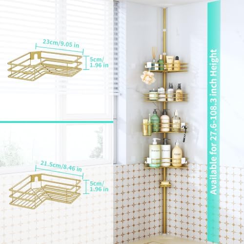 HapiRm Corner Shower Caddy Shelves - Shower Rack with Toothbrush Holder - Image 3