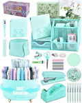 Green Desk Accessories and Organizers with Desk Organizer and 360°Rotating Pen Holder stapler Pen and a Lot of Office Green Office Supplies Beautifully Presented in a Gift Box by Vamrak