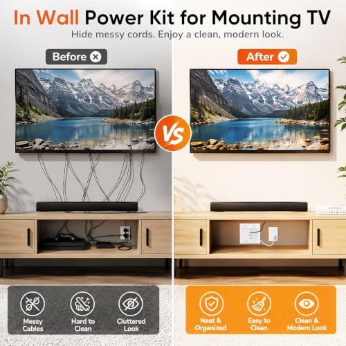 in-Wall TV Cable Management Kit with Power, AC Outlet & USB-A + USB-C Ports - Image 6