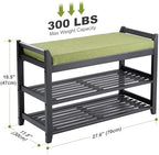 PETKABOO Shoe Rack Bench with Storage 27.6 in, Black Shoe Storage Bench with Cushion for Entryway, Hallway, Bedroom, Living Room - Image 3