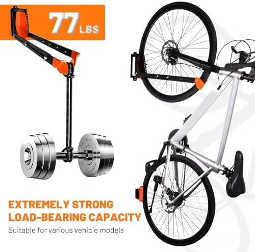 Swivel Bike Rack Wall Mount, 1 pcs Bike Hanger Wall Mount, Wall Space-Saving Vertical Bike Hanger, Sturdy Bike Storage Rack, Indoor Bicycle Hooks - Image 3