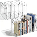 Didaey 2 Pcs Acrylic Magazine File Holder, 5 Vertical Compartments Desk Sorter Organizer Magazines Documents Books Accessories Clear Folder Rack Binder for Office Home (B5,5 Sections,Clear) by Didaey