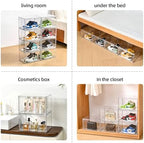 Clear Shoe Organizer,Stackable Shoe Display Case,Shoe Box Storage Bins with Magnetic Door,Fit Shoe Size Up to US 14 (X-Large-3Pack) - Image 5
