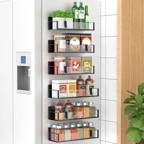HuggieGems Metal Magnetic Spice Rack for Refrigerator Clear, 6 Pack by HuggieGems