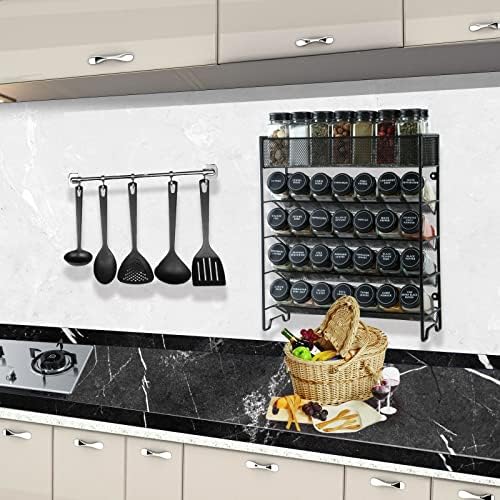 Skiileor Spice Rack Organizer with 28 Spice Jars, Black Lids, Spice Labels - Image 6