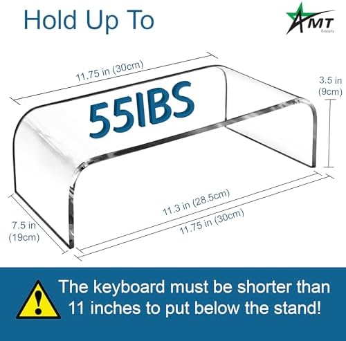 AMT 2 Pack Acrylic Laptop Monitor Stand & Computer Riser with Cat Keyboard Protector, Space-Saving Design, Extra Storage, Clear Shelf - Ideal for Monitors, Laptops, Printers, Desktop Decor - Image 2