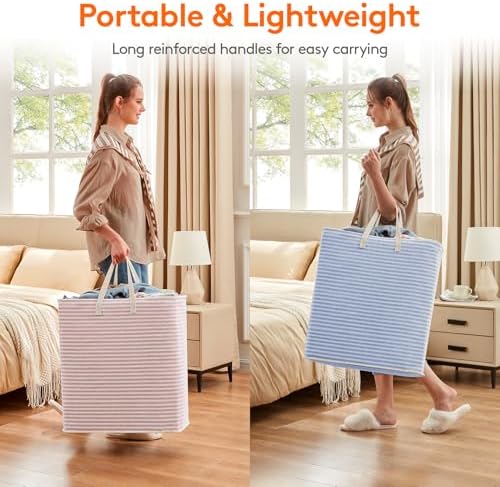Lifewit 100L Large Laundry Baskets, Laundry Hampers Bags, 2 Pack, Pink&Blue - Image 5