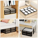 Wisuce 2 Packs Bamboo Under Bed Storage Organizer with Wheels Black Small - Image 6