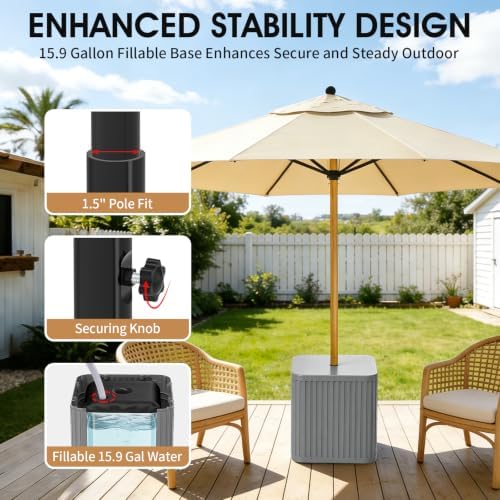 BoYata Outdoor Umbrella Side Table, 2-in-1 Patio Table with Umbrella Hole - Image 3