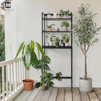 CAPHAUS Over The Toilet Storage Shelf,3-Tier Over-The-Toilet Shelf Rack with Adjustable Feet & Hooks, Freestanding Bamboo Toilet Shelf, Bathroom & Laundry Organizer, Balcony Plant Stand, Black - Image 7