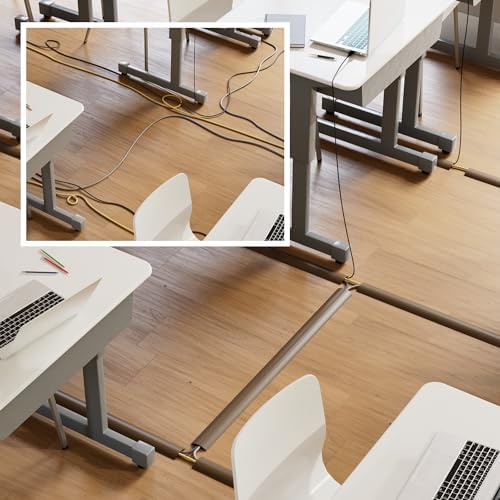 D-Line 30ft Floor Cord Cover, Floor Cable Protector, Extension Cord Cover, Protect Wires & Prevent Cable Trips, Cable Management Solution - Cord Cavity = 0.63" (W) x 0.31" (H) - Brown - Image 5
