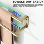 Alise 24 inch Double Towel Bar for Bathroom Wall Mounted, Brushed Gold - Image 4