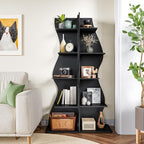 LITTLE TREE Small Corner Shelf, Modern 5-Tier Wall Corner Bookshelf, Stylish Bookcase Storage Rack for Small Space, Living Room, Bedroom, Black, 2 Pack - Image 6