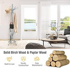 Tangkula 75.5" Standing Coat Rack, Wood Coat Tree with 12 Hooks, Home Hat Jacket Hanger Tree 12 with Umbrella Holder Coat Stand (Grey) - Image 6
