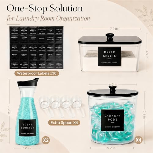 Laundry Room Organization Set, 5 Laundry Containers, 2 detergent dispenser - Image 2