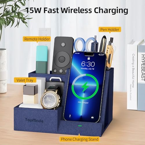 Wireless Charger with Desk Organizer, Multifunctional Desk Pen Holder - Image 3