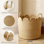 LemonRoad Round Woven Basket Brown, 16" L X 16" W X 14" H - Image 2