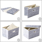 PRANDOM Large Storage Boxes with Lids [3-Pack] Fabric Decorative Storage Bins Cubes Organizer Containers Baskets with Handles for Closet Grey 17.7x11.8x11.8 In For 6+ Year Old Boys and Girls - Image 4