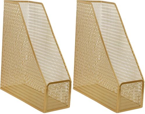 Martha Stewart Ryder Mesh Metal Magazine File Holder, Gold (Pack of 2) by MarthaStewart