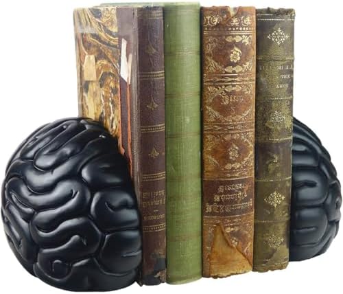 Brain Bookends Office Decorative Bookends for Shelves Heavy Bookends Book Stoppers Book Holders for Desk Decoration (Black) - Image 2