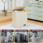 135L Laundry Hamper 2 Section, Large Laundry Hamper with Lid, Dirty Clothes Hamper with 2 Removable Inner Bags, Collapsible Laundry Basket Organizer for for Clothes Toys Towels, Hamper 2 Compartment - Image 3
