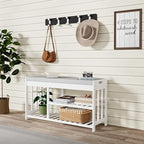 Bamboo Shoe Storage Bench with Cushioned Seat 3-Tier Entryway Shoe Rack - Image 4