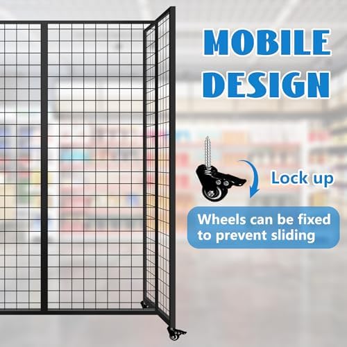 Grid Wall Panels, Grid Wall with Wheels,4x5.5Ft Gridwall Panel Display Stand,Sturdy Art Display Panels, Grid Display Stand, Black - Image 5