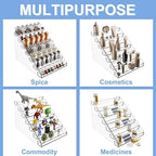 Tiered Spice Rack Acrylic, 7 Tier Clear Spice Rack Organizer for Cabinet, Vertical Spice Rack Shelf Durable Kitchen Seasoning Organizer for Countertop, Cabinet, Pantry, Kitchen Storage (7 Tier) - Image 7