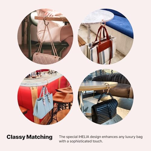 Purse Hook Hanger for Table (Modern) - Premium Bag Holder w/Ergonomic Bracelet Oval Design (Gold) - Image 4